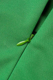 Groene casual solide patchwork V-hals trompet zeemeerminjurken