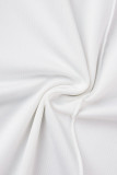 Witte mode casual effen patchwork kettingen halve coltrui Regular jumpsuits