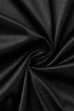 Svarta Elegant Solid Patchwork Applikationer raka klänningar med turtleneck