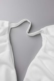 Robes de robe irrégulières à col en V et dos nu en patchwork blanc sexy