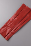 Vestidos de falda de lápiz sin tirantes de patchwork sólido sexy rojo