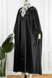 Vestidos rectos de cuello alto con apliques de retazos sólidos elegantes negros