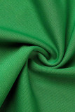 Groene casual solide patchwork V-hals trompet zeemeerminjurken