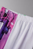 Pantalon imprimé décontracté multicolore Basic Regular conventionnel à imprimé complet