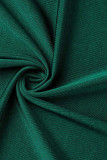 Vestidos de noite verdes sexy de patchwork sólido com decote em v