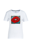 Black Street Lips Printed Patchwork O Neck T-Shirts