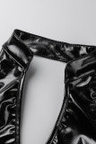 Черные сексуальные однотонные лоскутные платья с открытой спиной и лямкой на шее