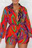 Macacão preto fashion estampado casual patchwork gola redonda regular