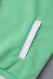 Fivela de patchwork sólido casual verde manga longa duas peças