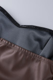 ブラック セクシー ソリッド パッチワーク 非対称 ストラップレス ペンシル スカート ドレス