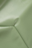 Светло-зеленые сексуальные уличные однотонные лоскутные косые воротники без рукавов из двух частей