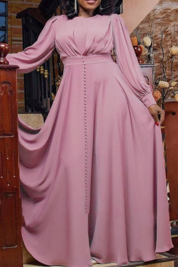 Paarse casual elegante effen patchwork kralen O-hals rechte jurken