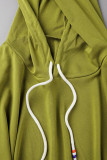 Ink Green Casual Solid Patchwork Hooded Collar Long Sleeve Two Pieces