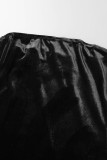 ブラック セクシー ソリッド パッチワーク オフショルダー ペンシル スカート ドレス