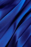 Vestidos retos com gola oblíqua em patchwork liso azul colorido e elegante