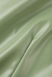 Verde claro sexy street patchwork sólido gola oblíqua sem mangas duas peças
