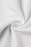 Белые сексуальные элегантные сплошные лоскутные прозрачные комбинезоны с круглым вырезом и бисером