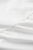 Witte sexy effen patchwork asymmetrische O-hals kokerrokjurken