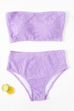 Maillot de bain violet mode sexy solide dos nu sans bretelles grande taille (avec rembourrages)