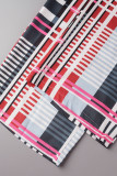 Combinaisons décontractées imprimé patchwork boucle avec ceinture droite rouge