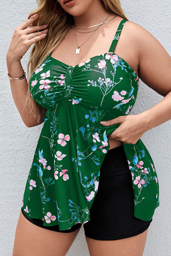 Blusas plus size com estampa sexy verde patchwork alças finas