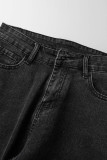 Черные джинсовые джинсы с завышенной талией в клетку Street с принтом в технике пэчворк