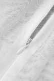 Белые сексуальные однотонные лоскутные асимметричные платья с круглым вырезом и юбкой-карандашом
