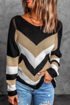 Abricot Casual Patchwork Contraste O Neck Tops