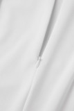 Vita sexiga solida lapptäcksfjädrar Hot Drill V-hals långärmad två delar (Inkluderar inte innervarv)
