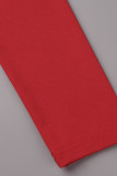Röd Sexig Solid Patchwork Zipper O Neck Skinny Jumpsuits