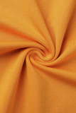 Yellow Elegant Solid Patchwork Fold V Neck Pencil Skirt Dresses