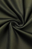 グリーン カジュアル スポーツウェア プリント パッチワーク ジッパー カラー ペンシル スカート ドレス