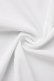 Blanc Sexy solide Patchwork plumes perceuse chaude col en V à manches longues deux pièces (ne comprend pas les genoux intérieurs)