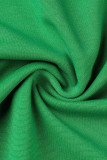 Grüne, elegante, solide Patchwork-O-Ausschnitt-One-Step-Rock-Kleider