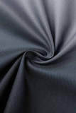 ブラック カジュアル プリント バンデージ パッチワーク バックル ターンダウン カラー ストレート プラスサイズ ドレス