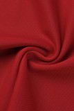 Red Casual Solid Patchwork V-Ausschnitt Trompete Meerjungfrau Kleider
