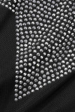 Черные сексуальные однотонные лоскутные перья, горячая дрель, юбка-карандаш с круглым вырезом, платья
