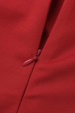 Red Casual Solid Patchwork V-Ausschnitt Trompete Meerjungfrau Kleider