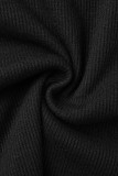 Zwarte sexy patchwork topjes met ronde hals