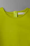 Verde Amarelo Casual Solid Patchwork Vestidos O Neck A Line