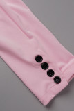 Розовые сексуальные однотонные лоскутные боди с отложным воротником и обычным боди