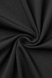Robes de jupe de crayon de cou d'O de perceuse chaude de plumes de patchwork solides noires sexy