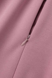 Pink Elegant Solid Patchwork O Neck One Step Skirt Dresses