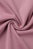 Pink Elegant Solid Patchwork O Neck One Step Skirt Dresses
