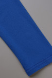 Bunte blaue beiläufige feste Patchwork-Reißverschluss-Kragen-dünne Overalls