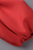 Красные элегантные однотонные лоскутные оборки с асимметричным косым воротником, вечерние платья, платья