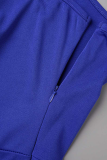 Blå Sexig Solid urholkad hög öppning en axel pennkjol Klänningar