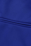 Färgglada blå sexiga solida heta borrkedjor Turndown krage penna kjol klänningar