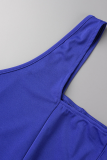 Il solido sexy blu ha scavato i vestiti dal pannello esterno di matita della spalla di apertura alta uno