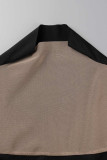 Robes de jupe crayon à col rond transparentes en patchwork noir sexy solide évidé